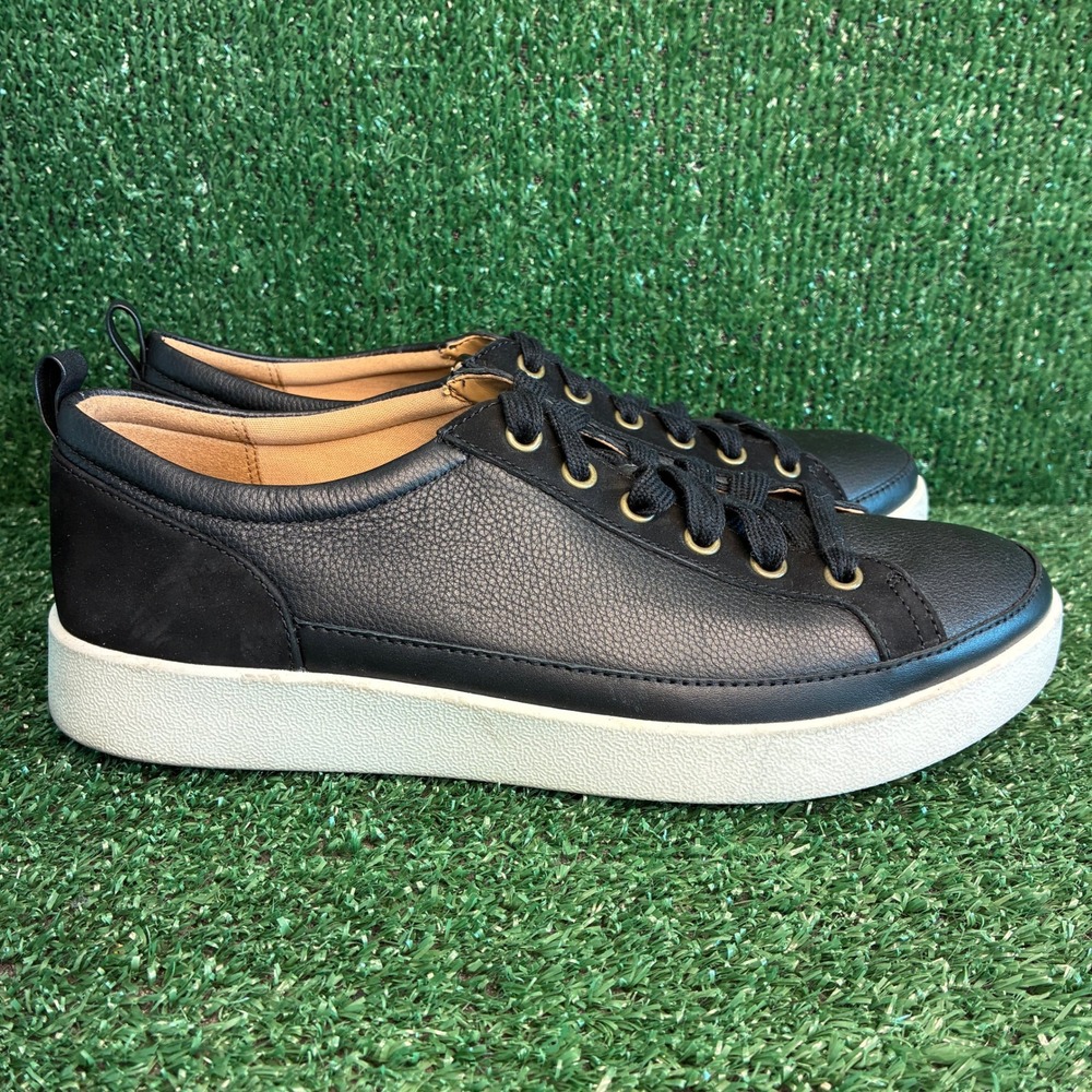 Vionic Winny Leather Orthotic Casual Walking Sneakers Black Womens Size 9 Wide